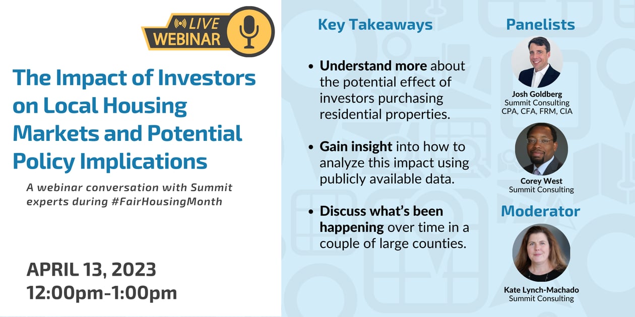 Summit webinar on the impact of investors on local housing markets