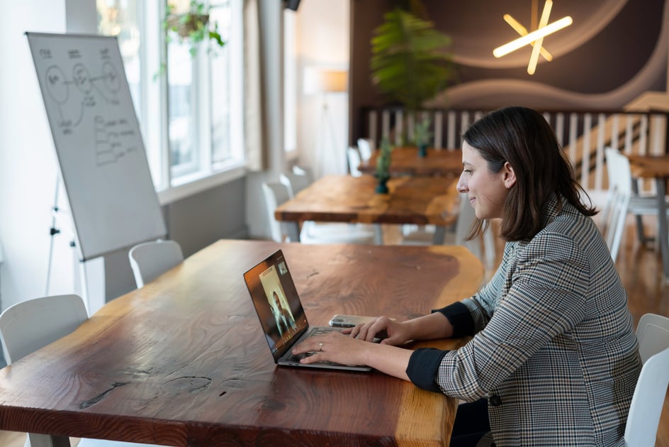 Woman working on laptop